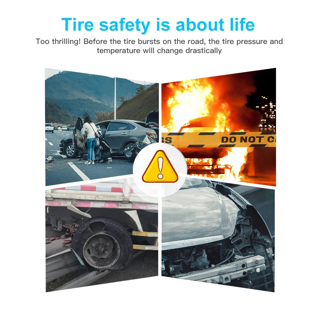 Solar TPMS Car Tire Pressure Alarm Digital Colorful Display 4/6 External Sensors Waterproof Tire Pressure Temperature Warning