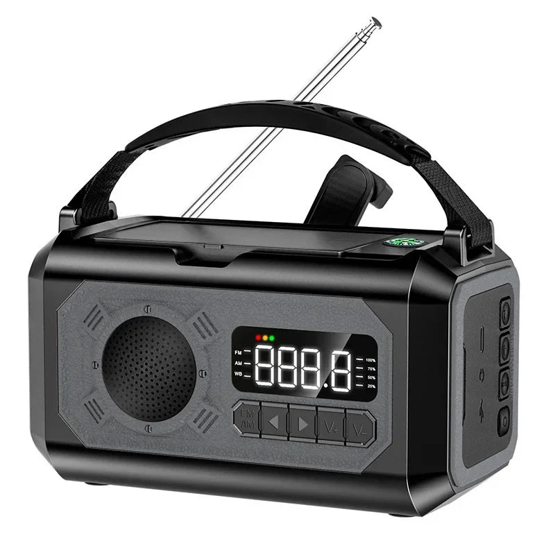 12000mAh Emergency Radio with Dual Solar Panels & Hand Crank (AM/FM/NOAA)