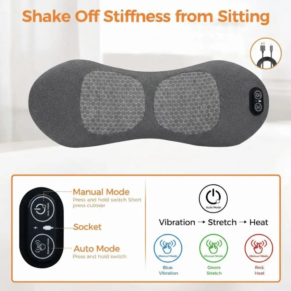 Heating Function 3-in-1 Back Massager Vibrating Massage Multi-functional Electric Lumbar Support Pillow