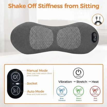 Heating Function 3-in-1 Back Massager Vibrating Massage Multi-functional Electric Lumbar Support Pillow