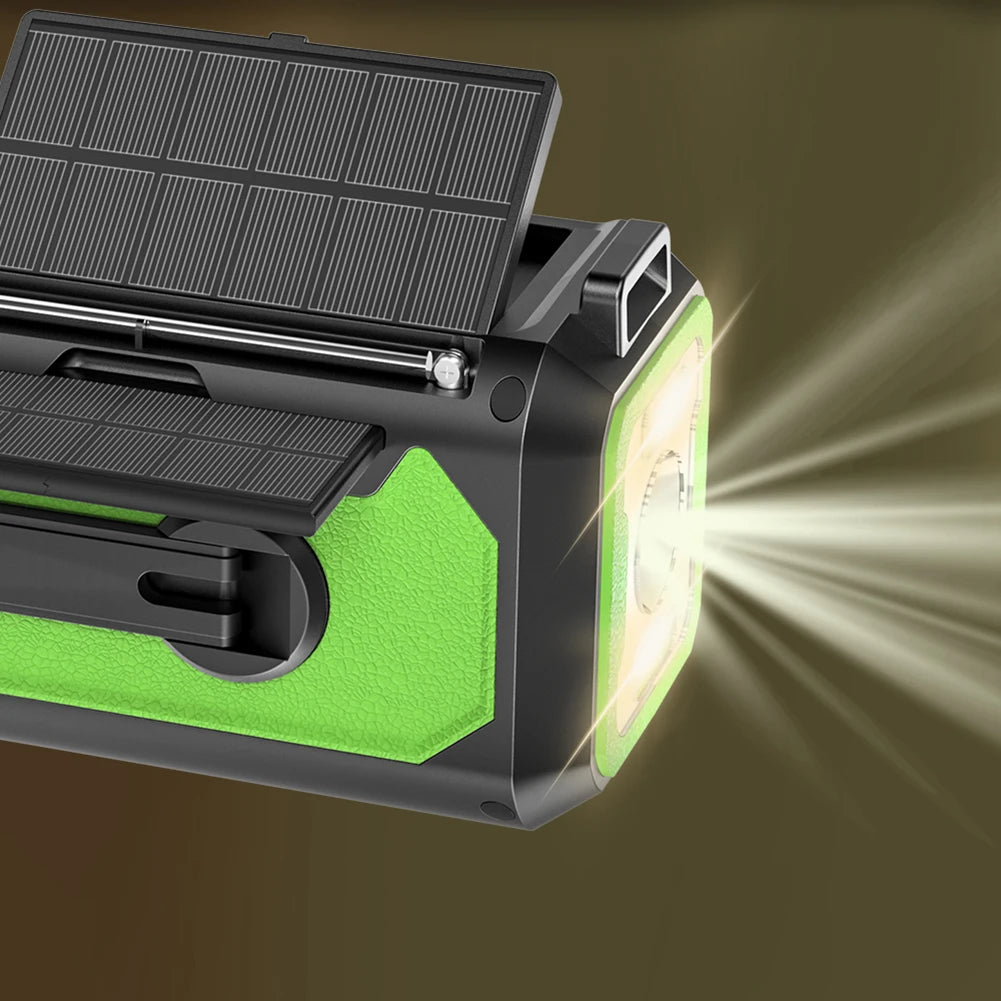 12000mAh Emergency Radio with Dual Solar Panels & Hand Crank (AM/FM/NOAA)