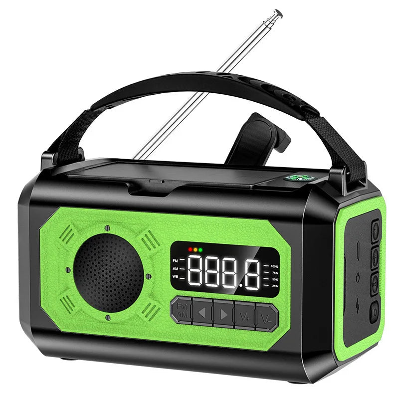 12000mAh Emergency Radio with Dual Solar Panels & Hand Crank (AM/FM/NOAA)
