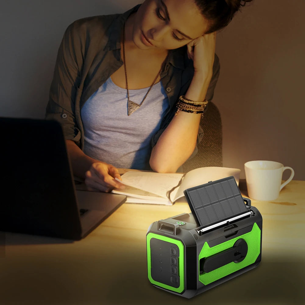 12000mAh Emergency Radio with Dual Solar Panels & Hand Crank (AM/FM/NOAA)