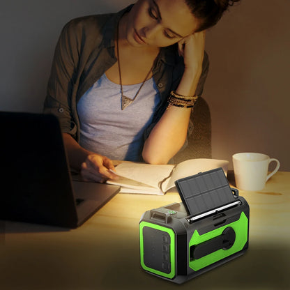 12000mAh Emergency Radio with Dual Solar Panels & Hand Crank (AM/FM/NOAA)