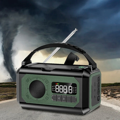 12000mAh Emergency Radio with Dual Solar Panels & Hand Crank (AM/FM/NOAA)
