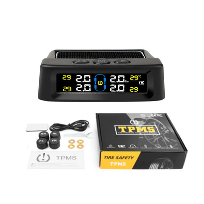 Solar TPMS Car Tire Pressure Alarm Digital Colorful Display 4/6 External Sensors Waterproof Tire Pressure Temperature Warning