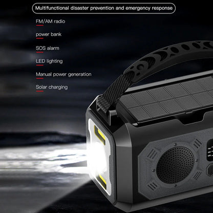 12000mAh Emergency Radio with Dual Solar Panels & Hand Crank (AM/FM/NOAA)