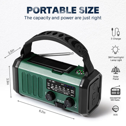 Emergency Solar Hand Crank Radio – 10000mAh Power Bank