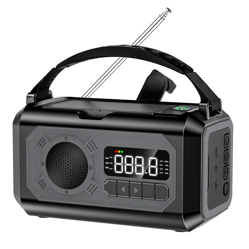 12000mAh Emergency Radio with Dual Solar Panels & Hand Crank (AM/FM/NOAA)