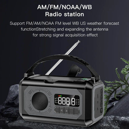 12000mAh Emergency Radio with Dual Solar Panels & Hand Crank (AM/FM/NOAA)